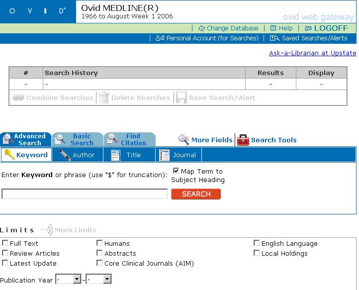 Ovid MEDLINE Screen Capture