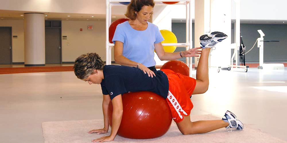 physical therapy with a yoga ball