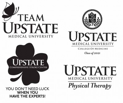 T-shirt designs follow the Upstate brand, and can be modified for specific events, such as the Paige's Butterfly Run and the St.Patrick's Day parade graphics on the left.