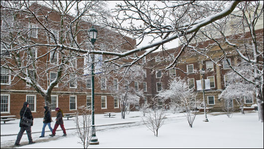 First snowfall of 2012 blankets Weiskotten Hall | Upstate News | SUNY ...