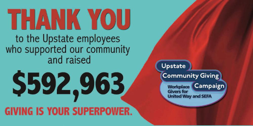 Upstate raises $592,963 for Community Giving Campaign | Upstate News ...