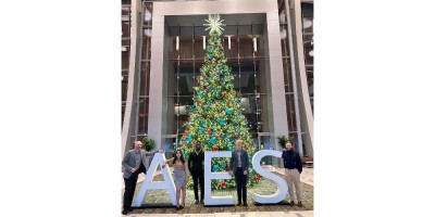Lab members in front of AES xmas tree