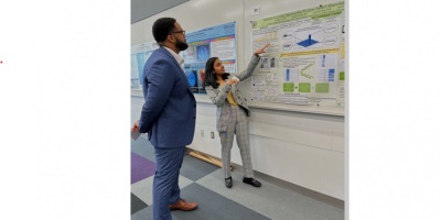 Pranitha presenting her poster at the Charles Ross Memorial Student Research Day