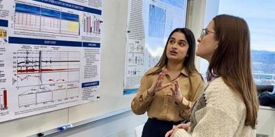 Veronica presents her work to newly accepted students