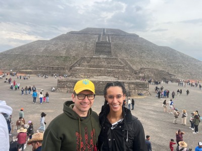 EB & DN at a pyramid in Mexico